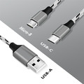 LogiLink USB2.0 cable, A/M to micro-USB + USB-C, 1.2m