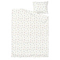 PILDVÄRGMAL Duvet cover and pillowcase, white/floral pattern, 150x200/50x60 cm