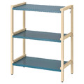 EKENABBEN Open shelving unit, aspen/blue, 70x34x86 cm