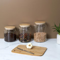 Elegant Glass Storage Container with Wooden Lid 2.9l