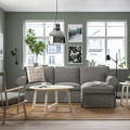 EKTORP 3-seat sofa with chaise longue, Hakebo dark grey