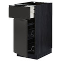 METOD / MAXIMERA Base cab w wire basket/drawer/door, black/Upplöv matt anthracite, 40x60 cm