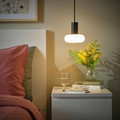 SUNNEBY / MOLNART Pendant lamp with light bulb, black/donut-shaped opal white