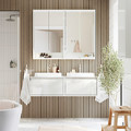 ÄNGSJÖN / BACKSJÖN Wash-stand/wash-basins/taps, high-gloss white/white marble effect, 122x49x41 cm