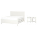TONSTAD Bedroom furniture, set of 3, incl bed storage/off-white, 140x200 cm