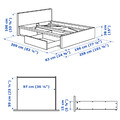 MALM Bed frame, high, w 2 storage boxes, white stained oak veneer, Luröy, 180x200 cm