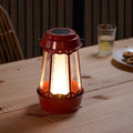 SOLVINDEN LED solar-powered table lamp, house/red, 25 cm