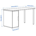 LAGKAPTEN / ALEX Desk, white stained/oak effect white, 140x60 cm