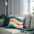 MYGGBLOMSTER Cushion cover, grey-blue/multicolour, 50x50 cm
