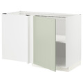 METOD Corner base cabinet with shelf, white/Stensund light green, 128x68 cm