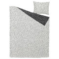 BJÖRKGRÅMAL Duvet cover and pillowcase, black white/dotted, 150x200/50x60 cm
