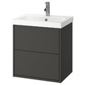 HAVBÄCK / ORRSJÖN Wash-stnd w drawers/wash-basin/tap, dark grey, 62x49x69 cm
