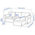 EKTORP 3-seat sofa with chaise longue, Kilanda light beige