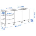 BESTÅ Storage combination with doors, black-brown/Lappviken/Stubbarp light grey-beige, 180x42x74 cm