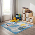 BLÅVINGAD Rug, ocean animals pattern/multicolour, 133x133 cm