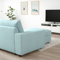 VIMLE 3-seat sofa with chaise longue, with wide armrests/Saxemara light blue