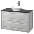 TÄNNFORSEN/VÄSTERSJÖN Wash-stnd w drawers/wash-basin/tap, light grey/black marble effect, 102x49x79 cm