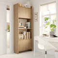 LÅDMAKARE Storage combination w sliding doors, with shelf/oak effect, 81x35x212 cm