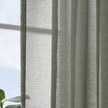 STENFRÖ Sheer curtains, 1 pair, green/with heading tape, 145x300 cm