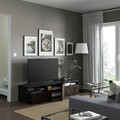 BESTÅ TV bench with drawers and door, black-brown Hedeviken/dark brown stained oak veneer, 180x42x39 cm