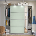PAX / MEHAMN/AULI Wardrobe with sliding doors, white double sided/light green mirror glass, 200x66x201 cm