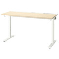 MITTZON Desk, birch veneer/white, 140x60 cm
