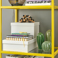 VITTSJÖ Shelving unit, yellow/glass, 51x175 cm