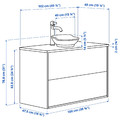 TÄNNFORSEN/VÄSTERSJÖN Wash-stnd w drawers/wash-basin/tap, light grey/black marble effect, 102x49x79 cm