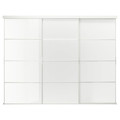 SKYTTA / FÄRVIK Sliding door combination, white/white glass, 301x240 cm