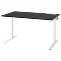 MITTZON Desk, black stained ash veneer/black white, 140x80 cm