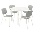 VIHALS / VIHALS Table and 4 chairs, white white/white Tibbleby beige-grey, 107 cm
