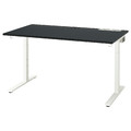 MITTZON Desk, black stained ash veneer/black white, 140x80 cm