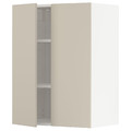 METOD Wall cabinet with shelves/2 doors, white/Havstorp beige, 60x80 cm