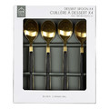 Set of 4 Dessert Spoons, gold/black