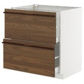 METOD/MAXIMERA Base cb 2 fronts/2 high drawers, white/Stensta dark brown ash veneer, 80x60 cm