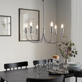 HÅRMÖJA Chandelier, 6-armed, brushed stainless steel