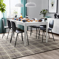 PYSSLINGGRÄS Rug, flatwoven, grey/check handmade, 240x300 cm