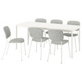 VIHALS / VIHALS Table and 6 chairs, white/white Tibbleby beige-grey, 120/180x74 cm