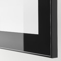 BESTÅ TV storage combination/glass doors, black-brown/Selsviken high-gloss/black clear glass, 180x42x192 cm