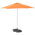 HÖGÖN / IGGÖN Parasol with base, bright orange/dark grey, 270 cm
