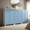 PLATSA Cabinet with doors and drawers, white/Sannidal blue, 240x57x133 cm