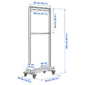 MITTZON Frame w cstrs/clths rail/disp shlf, white, 85x205 cm