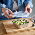 IKEA 365+ Food container with lid, square stainless steel/plastic, 600 ml