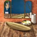 Wooden Decorative Tray Leave 59cm, gold