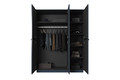 Wardrobe Nicole 150 cm, dark blue, black handles