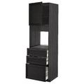 METOD / MAXIMERA High cab f oven w door/3 drawers, black/Lerhyttan black stained, 60x60x200 cm
