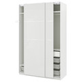 PAX / HOKKSUND Wardrobe combination, white/high-gloss light grey, 150x66x236 cm
