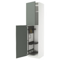 METOD High cabinet with cleaning interior, white/Nickebo matt grey-green, 60x60x240 cm