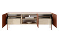 Three-Door TV Cabinet with Drawers Desin 170, ceramic red/nagano oak