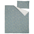 GULDVÄVARE Duvet cover 1 pillowcase for cot, blue/white floral pattern, 110x125/35x55 cm